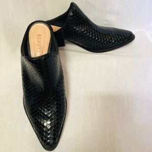 Schutz "Leanny" Black Leather Mules